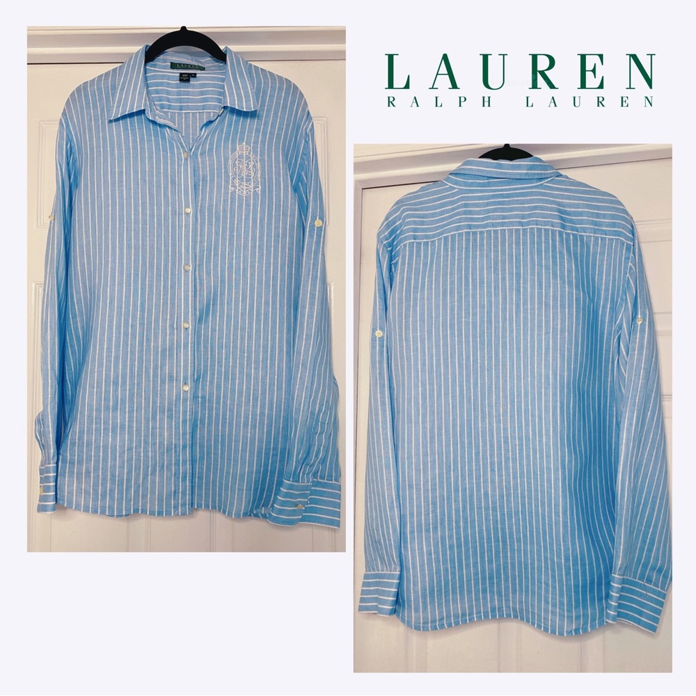 Lauren Ralph Lauren Blue Striped Button Down Shirt